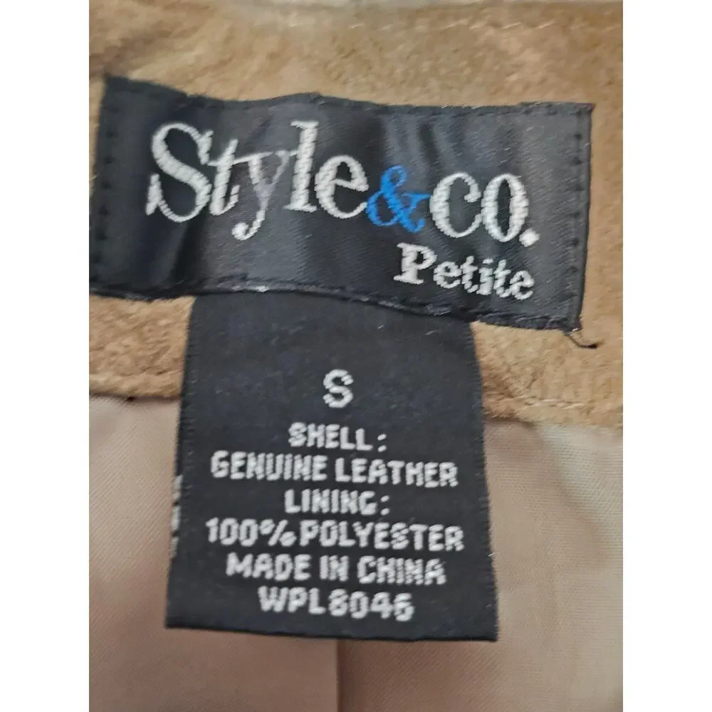Style & Co Petite Leather Tan jacket  size Small - Picture 5 of 7